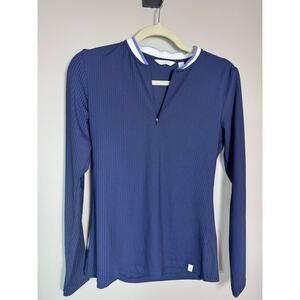 NWT Lady Hagen Women's Small Ribbed Quarter Zip Golf Pullover Navy Blue